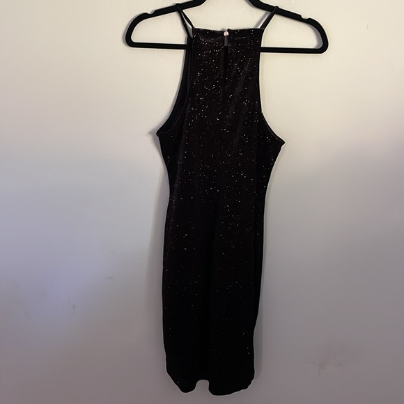 Haute Monde Black Halter Neck Sparkly Mini Dress New Year's Eve Dress - Picture 1 of 8